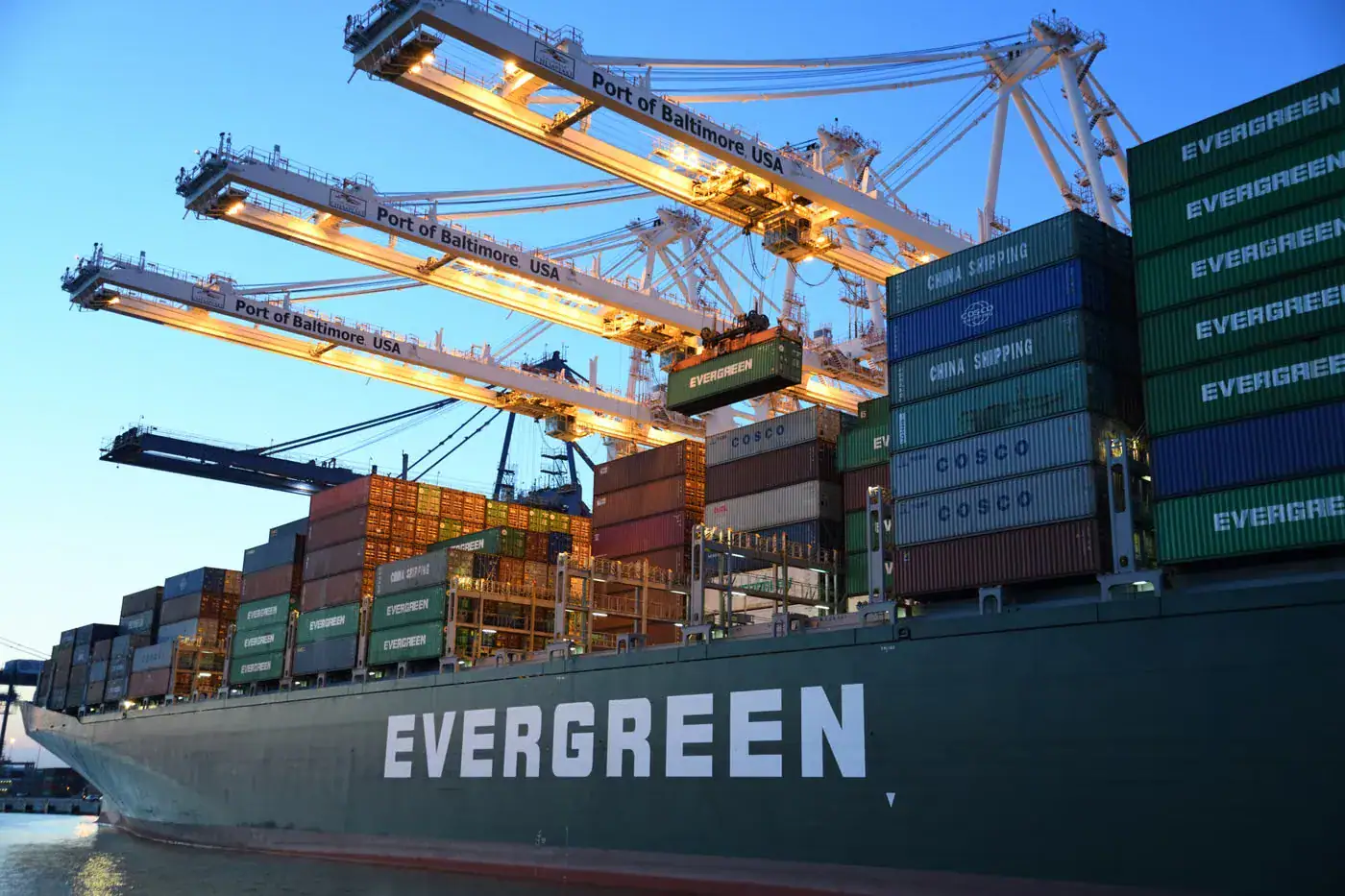 Container Ship At Commercial Seaport